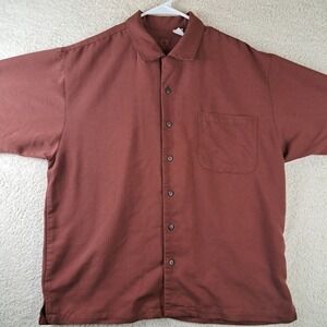 Bungalow Brand Shirt Mens Large Button Up Short Sleeve Pocket Casual Brown